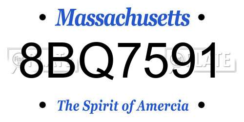 8BQ7591 Massachusetts License Plate