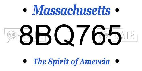 8BQ765 Massachusetts License Plate