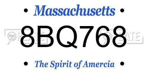 8BQ768 Massachusetts License Plate