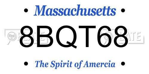 8BQT68 Massachusetts License Plate