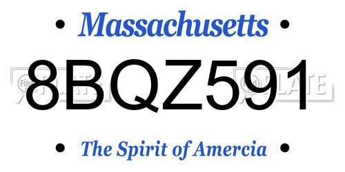 8BQZ591 Massachusetts License Plate