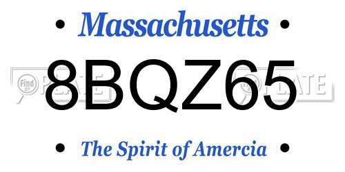 8BQZ65 Massachusetts License Plate