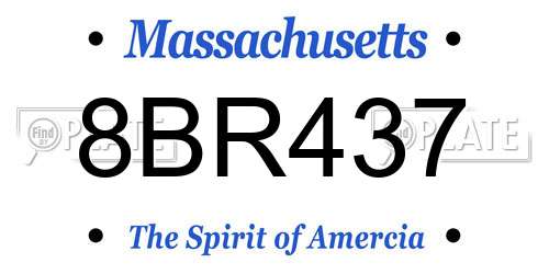 8BR437 Massachusetts License Plate