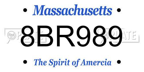 8BR989 Massachusetts License Plate