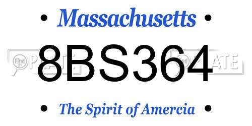 8BS364 Massachusetts License Plate