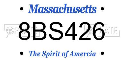 8BS426 Massachusetts License Plate