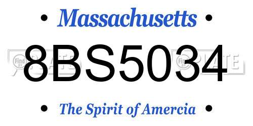 8BS5034 Massachusetts License Plate