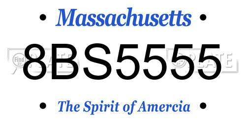 8BS5555 Massachusetts License Plate