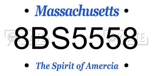 8BS5558 Massachusetts License Plate