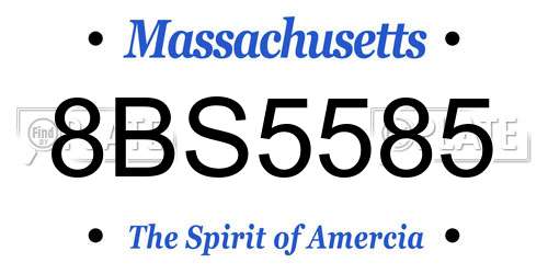 8BS5585 Massachusetts License Plate