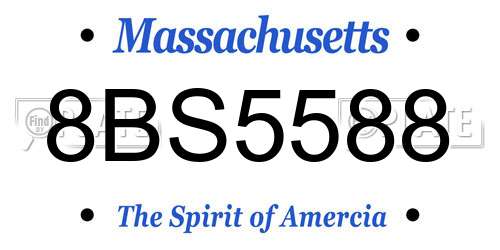 8BS5588 Massachusetts License Plate