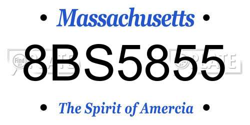 8BS5855 Massachusetts License Plate