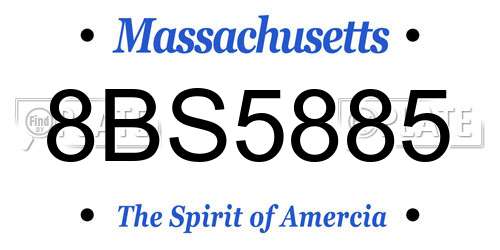 8BS5885 Massachusetts License Plate