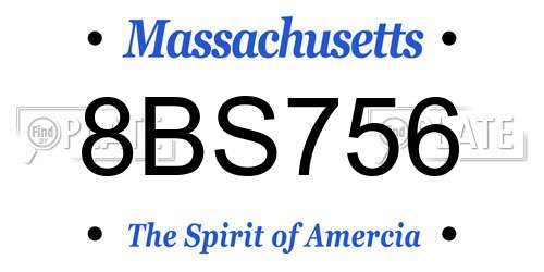 8BS756 Massachusetts License Plate