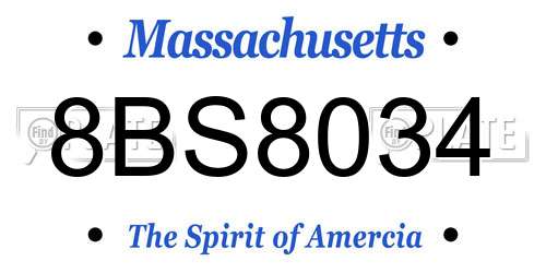 8BS8034 Massachusetts License Plate