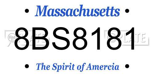 8BS8181 Massachusetts License Plate