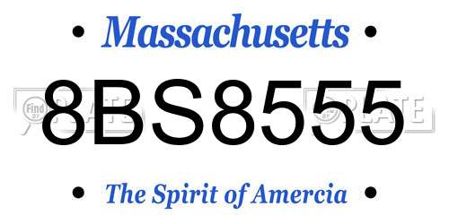8BS8555 Massachusetts License Plate