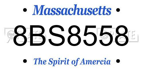 8BS8558 Massachusetts License Plate
