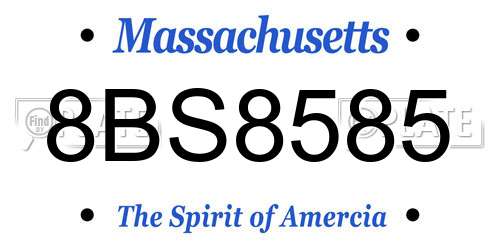 8BS8585 Massachusetts License Plate