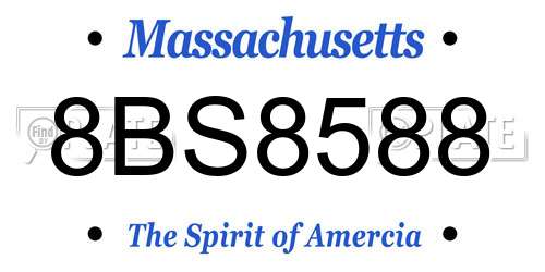 8BS8588 Massachusetts License Plate