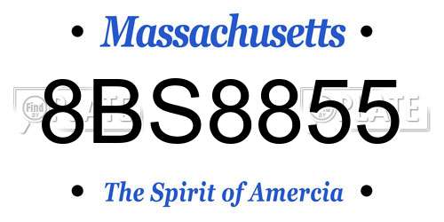 8BS8855 Massachusetts License Plate