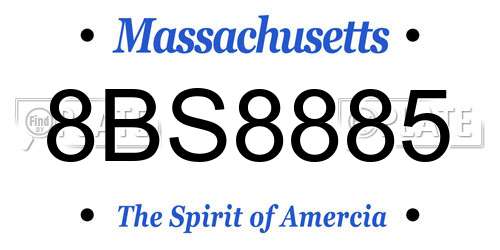 8BS8885 Massachusetts License Plate