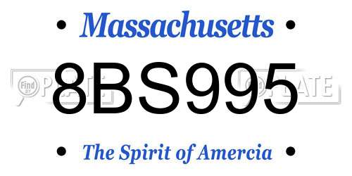 8BS995 Massachusetts License Plate