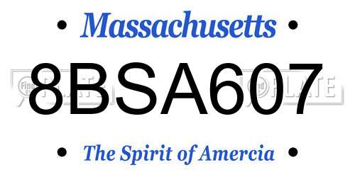 8BSA607 Massachusetts License Plate