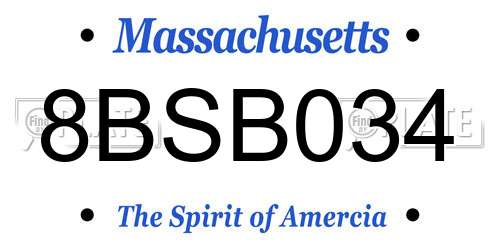 8BSB034 Massachusetts License Plate