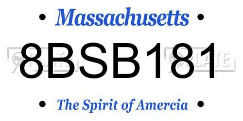 8BSB181 Massachusetts License Plate