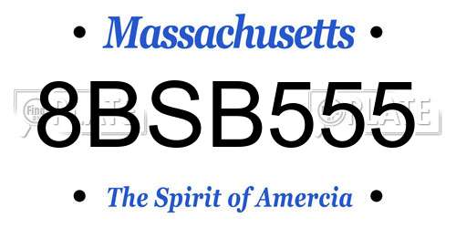 8BSB555 Massachusetts License Plate