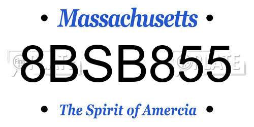8BSB855 Massachusetts License Plate