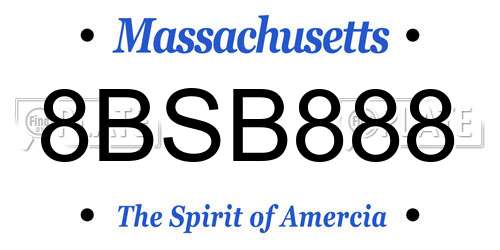 8BSB888 Massachusetts License Plate