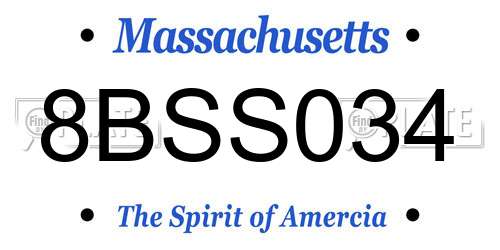 8BSS034 Massachusetts License Plate