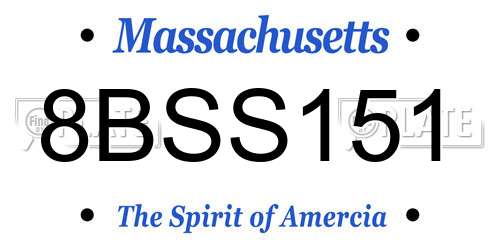 8BSS151 Massachusetts License Plate