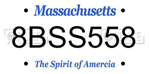 8BSS558 Massachusetts License Plate