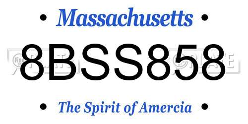 8BSS858 Massachusetts License Plate