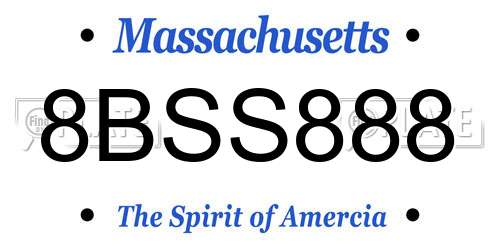 8BSS888 Massachusetts License Plate