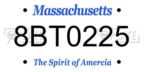 8BT0225 Massachusetts License Plate