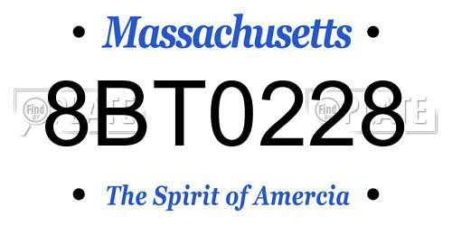 8BT0228 Massachusetts License Plate