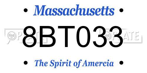8BT033 Massachusetts License Plate