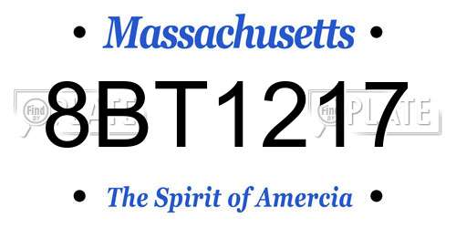 8BT1217 Massachusetts License Plate