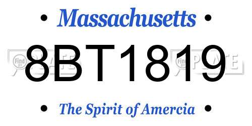 8BT1819 Massachusetts License Plate