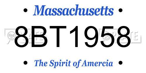 8BT1958 Massachusetts License Plate