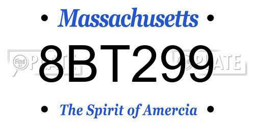 8BT299 Massachusetts License Plate