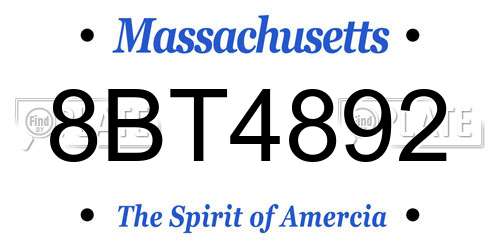 8BT4892 Massachusetts License Plate