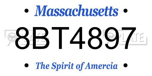 8BT4897 Massachusetts License Plate