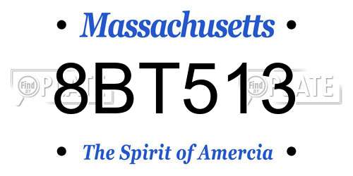 8BT513 Massachusetts License Plate