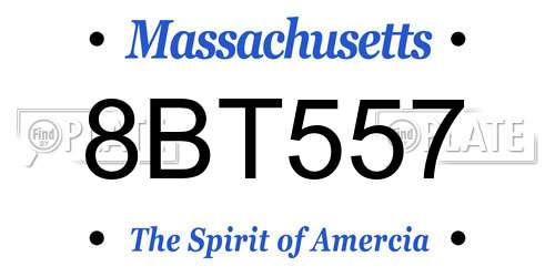 8BT557 Massachusetts License Plate
