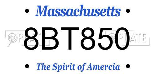 8BT850 Massachusetts License Plate